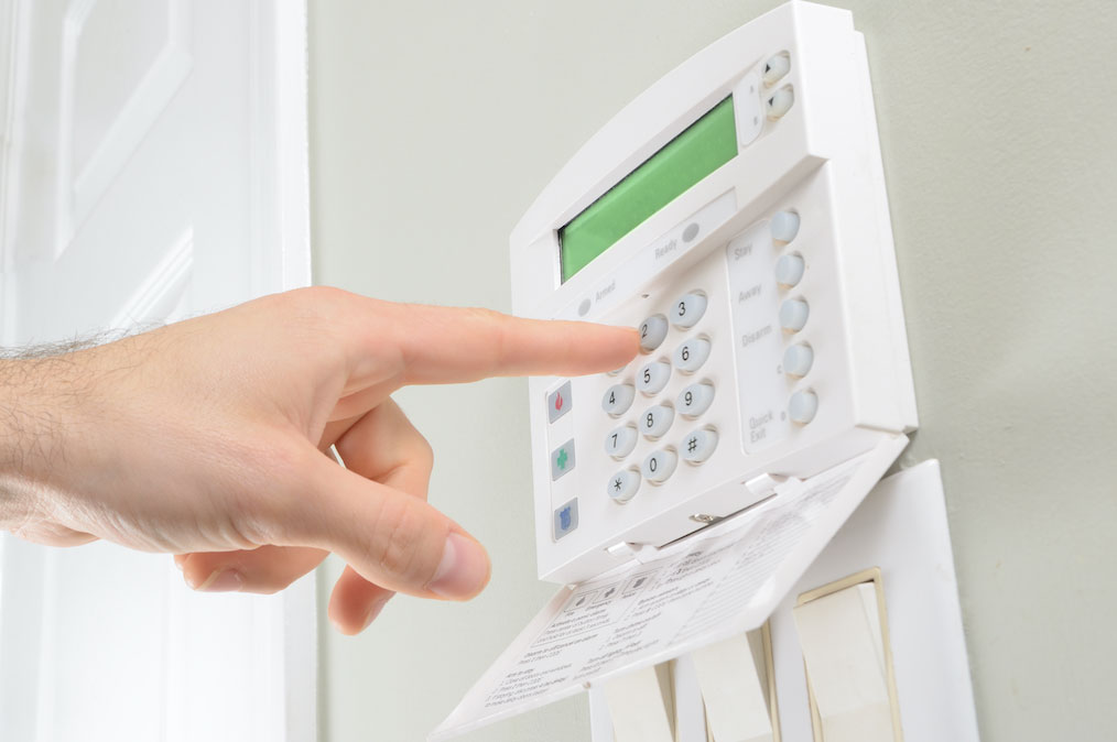 An alarm system fully installed and operational in a home