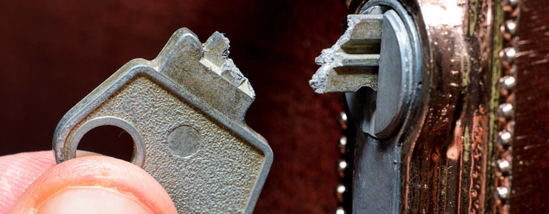 A key snapped out of a door lock with half still in there.