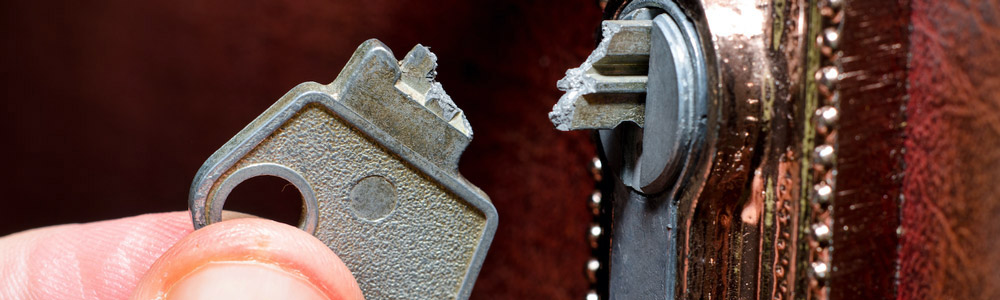 A key snapped out of a door lock with half still in there.