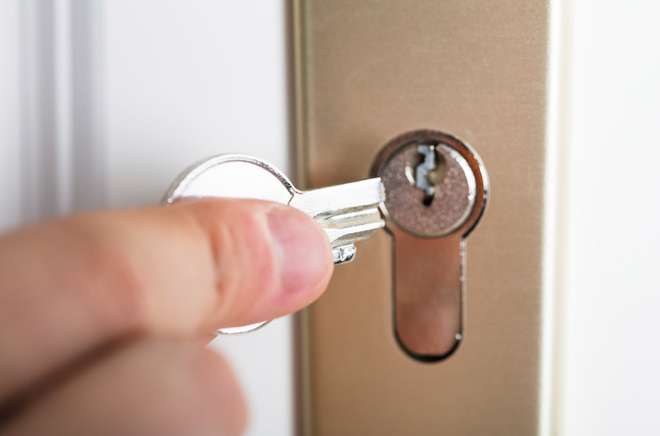 A key snapped off in a door lock.