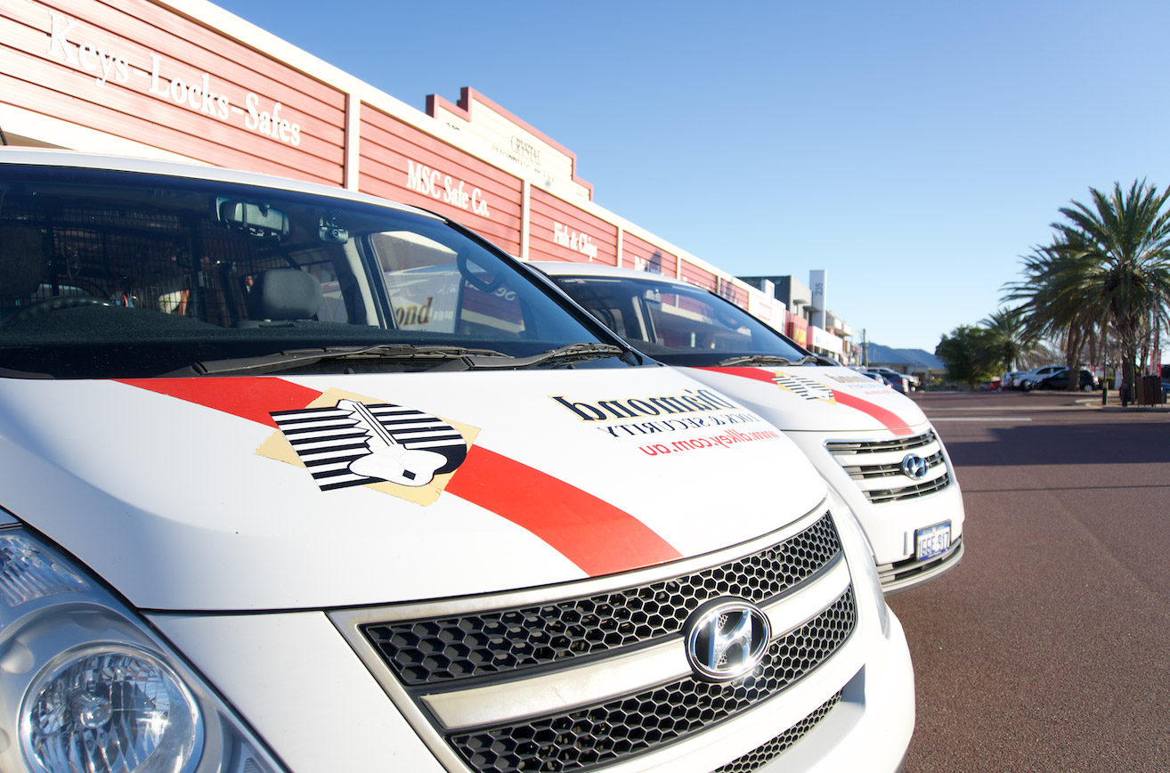 Three branded diamond lock and security cars.