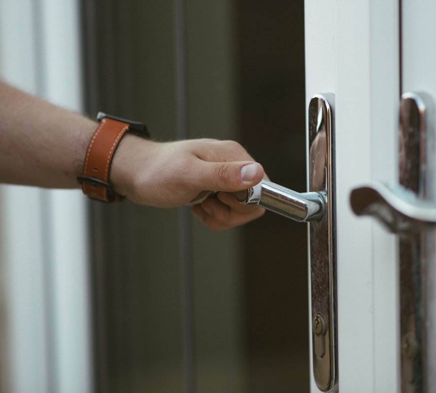 Person opening the door