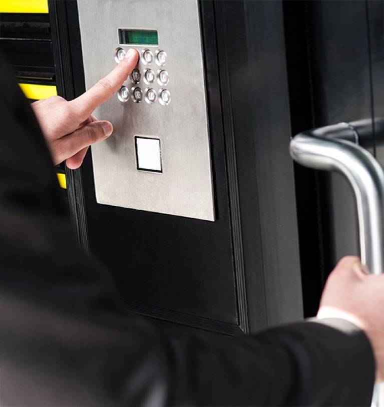 Electronic lock with a code to unlock door 